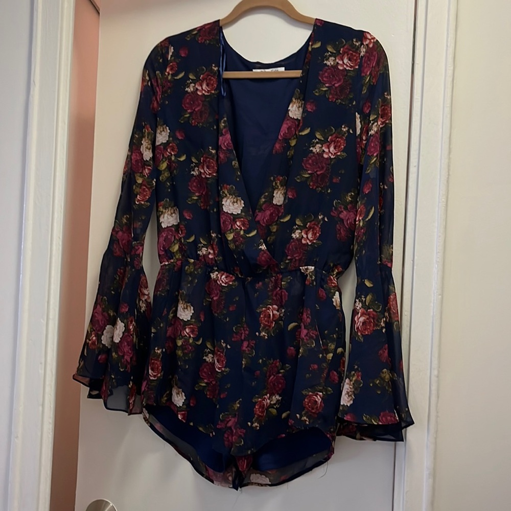 Floral long sleeve romper